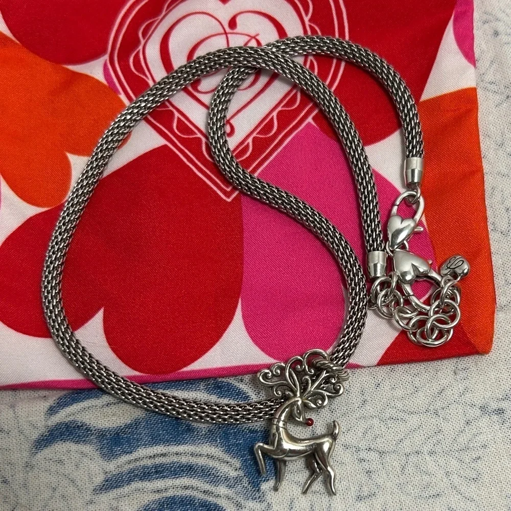 Brighton Beverly Glam Necklace & Reindeer Charm Silver Plated & Cloth Bag - Picture 7 of 13